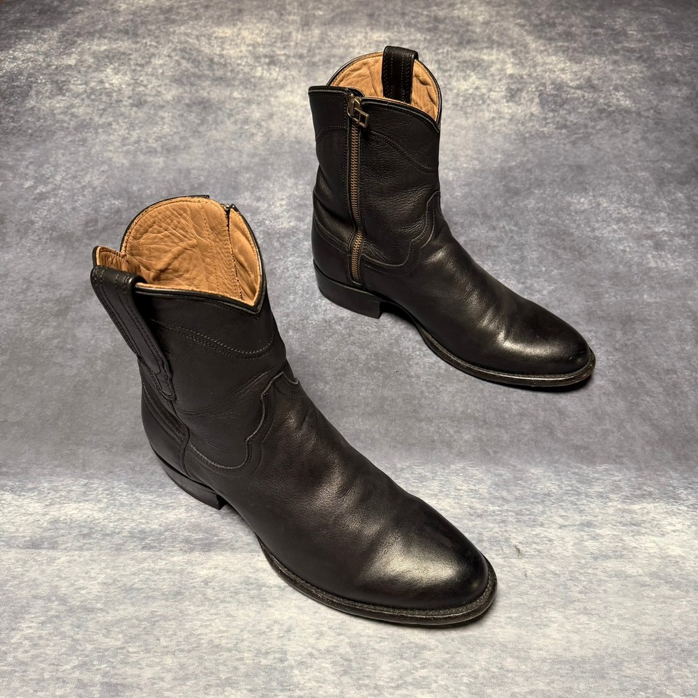 Tecovas The Dean Mens Black Calfskin Leather Zip Cowboy Boots 9D